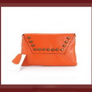 Unique Orange Genuine Cowskin Leather Rivets Covered Cross-Body Bags