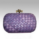 Python Leather Unique Purple Color Woven Design Evening Bags