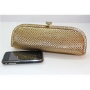 Golden With A Button Rectangular Shape Evening Bags