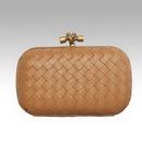 Delicate Tan Color Woven Style Lady's Leather Evening Bags