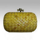 Snakeskin Material Woven Design Lady's Banana Color Evening Bags