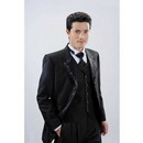 With Many Buttons Black Spandex & Polyester Groom Cravats & Cummerbunds