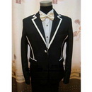 White & Black Long Sleeve Tuxedo Groom Cravats & Cummerbunds
