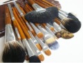 Durable 24 Pcs Wooden Handle Free Leather Makeup Brushes