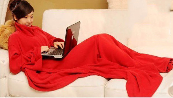 Red Anti-Electronic Fleece Wearable Blanket