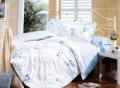 White & Light Blue Bedspreads Coverlets Flower Printed Cushion
