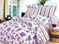 Thick Cotton Embroidery Purple Flowers 5 Pieces Bedding Bowing Curtain