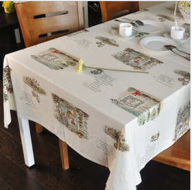 Beige Town Landscape Canvas Table Cloth