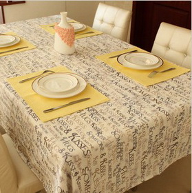 Modern Style Beige With Characters On Table Cloth