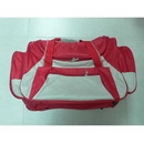 Red Color Polyester Sided Zippered Pocket Detachable Shoulder Strap Travel Duffel Bags