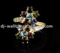 Flower Style Colorful Beaded Covered Unique Golden Rings