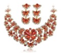 Elegant Red Color Ladies' Wedding Style Crystal Bridal Jewelry Set