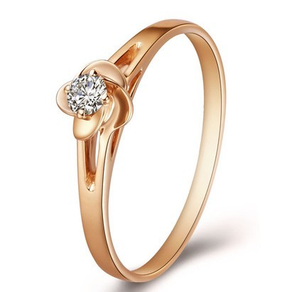 Elegant Flower Covered Solid 18K Yellow Gold 0.05Ct Diamond Ring