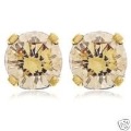 18K Yellow Gold Carat Black Diamond Stud Earrings