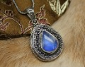 Nepal Silver Inlaid Natural Semi-precious Vintage Moonstone Prayer Stone Beads