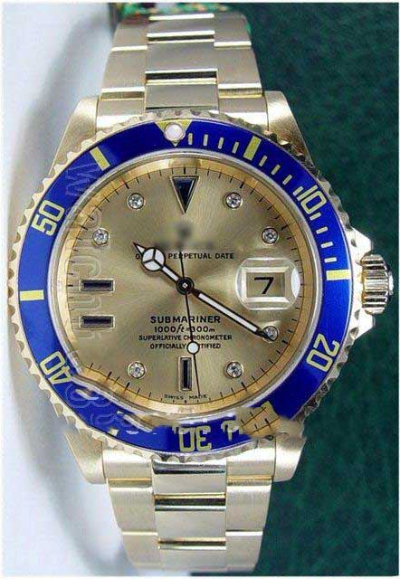 Blue & Golden Dial Date Display Stainless Steel Fashion Watches