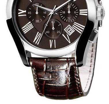 Coffee Dial Coffee Leather Men's Round Shape Chronograph Luxury Watches