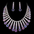 High Quality Fashion Square Crystal Purple Zinc Alloy Jewelry Sets