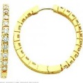 14K Yellow Gold 1.90ct Diamond Hoop Earrings