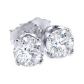 White Gold Round Brilliant Cut Diamond Stud Earrings