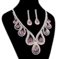 Noble Purple Crystal Drop Bridal Sterling Wedding Gift Jewelry Sets
