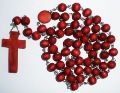 Red Color God Bless You Religious Rosary Wood Beads