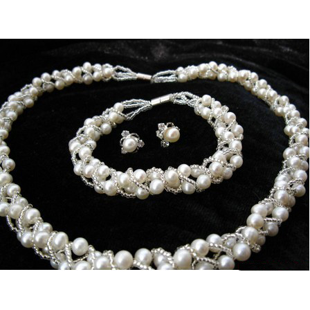 Engagement Gift Wedding Pearl Beautiful Luxury Jewelry Set