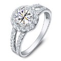 Silver Alloy Shiny Round Shape Wedding & Engagement Rings