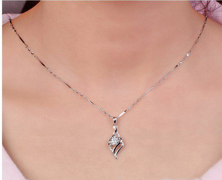 Small Chain With Gem Shiny Necklace Jewelry