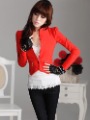 New Autumn Women's Military Style Slim Tight Little Red Zipper Sweater