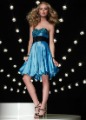 A-Line Knee Length Strapless Sleevless Taffeta Blue Elegant Skirts