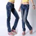 Korean Style Women's Fashion Watermill Straight Jeans