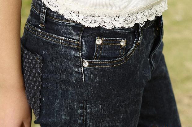 Women's Dark Blue Straight Lie Fallow Breathable Jeans