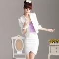 White Long Sleeve Cotton & Polyester Women's Jackets & Coats