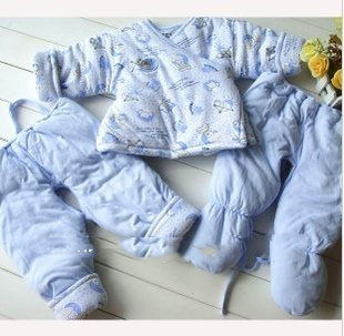 Light Blue Cotton Long Sleeve Baby Rompers