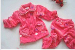 With Two Pockets Long Sleeve Red Children Sleepwear