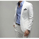 Broad Shoulders Polyester & Cotton Pure White Groom Suits