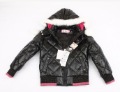 Leather & Duck Fur Black Long Sleeve Children's Jackets