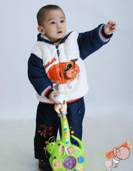 Thick Cotton Blue & White With Zipper Children's Coats