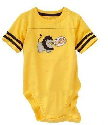 Yellow With A Dog Shape On Short Sleeve Baby Rompers