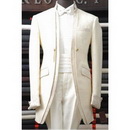 White Two Layers Cotton & Polyester Groom Tuxedos