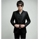 Black One Button Lined Pocket Groom Suits