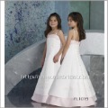 Girl's Satin Embroidered Flower with Silk Sash At Neckline Bback Button Dress