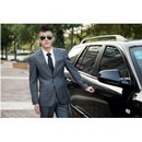 Light Black Two Buttons V-neck Groom Suits