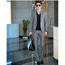 Gray One Buttons Long Sleeve Groom Suits