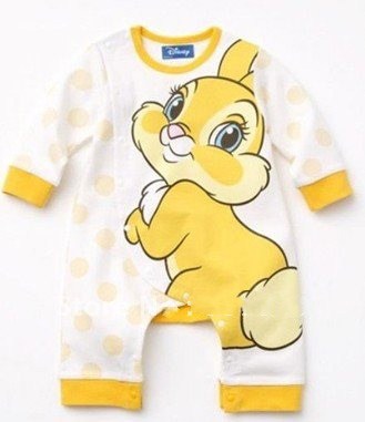 White & Yellow With A Cat Shape On Long Sleeve Baby Rompers