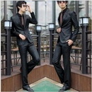 Black With Button Long Sleeve Groom Suits