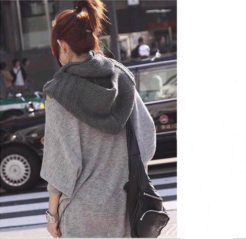 Bestseling Women's White Cashmere Scarves Crochet / Knit Hooded Circle Scarf