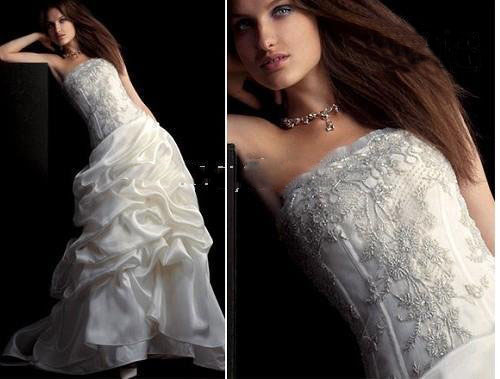 Satin Lace White Sleeveless Ruffles Wedding Dresses