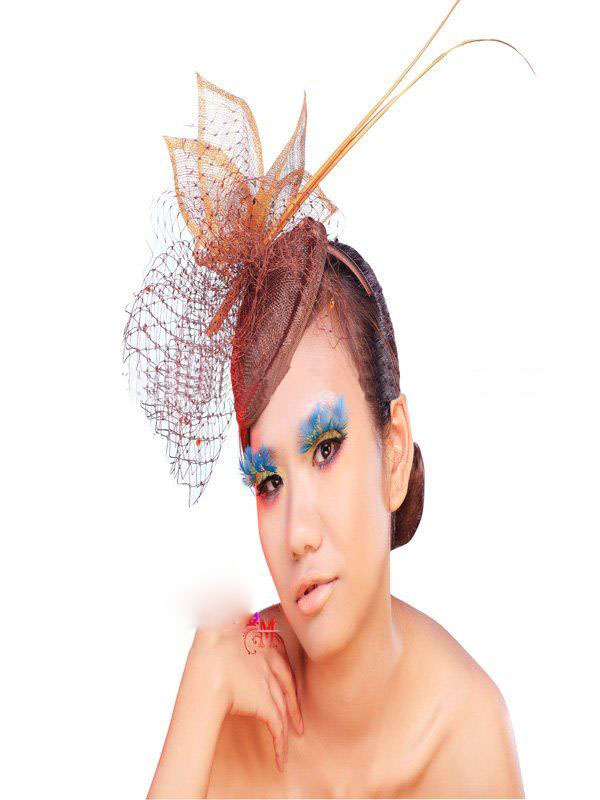 100% Handmade Flax and Plume Fashion Hair Accessories Party Hat